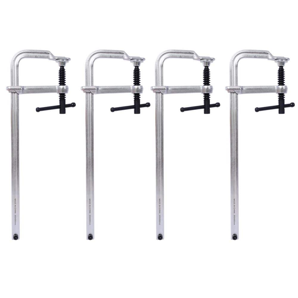 maocao hoom 12 in. x 3 in. Throat Bar Clamps Set, Drop Forged Steel Bar Clamps, Steel F Clamps, Pack of 4 (1)