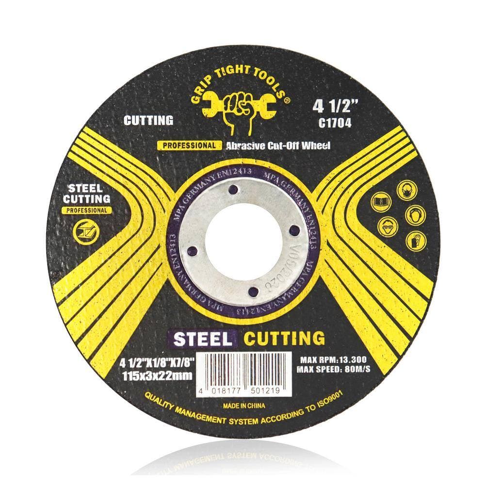 GRIP TIGHT TOOLS 4-1/2 in. x 1/8 in., 7/8 in. Cut off Wheel, Cutting Disc for Metal & General Purpose Blade (25-Pack) (3)