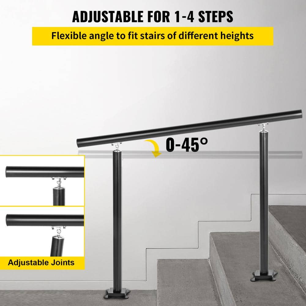 SVOPES 4 ft. Outdoor Stair Railing Kit, 35.8 in. H x 47.6 in. W, Black, Aluminum, Stair Railing Kit, Adjustable, for 1-4 Steps (3)
