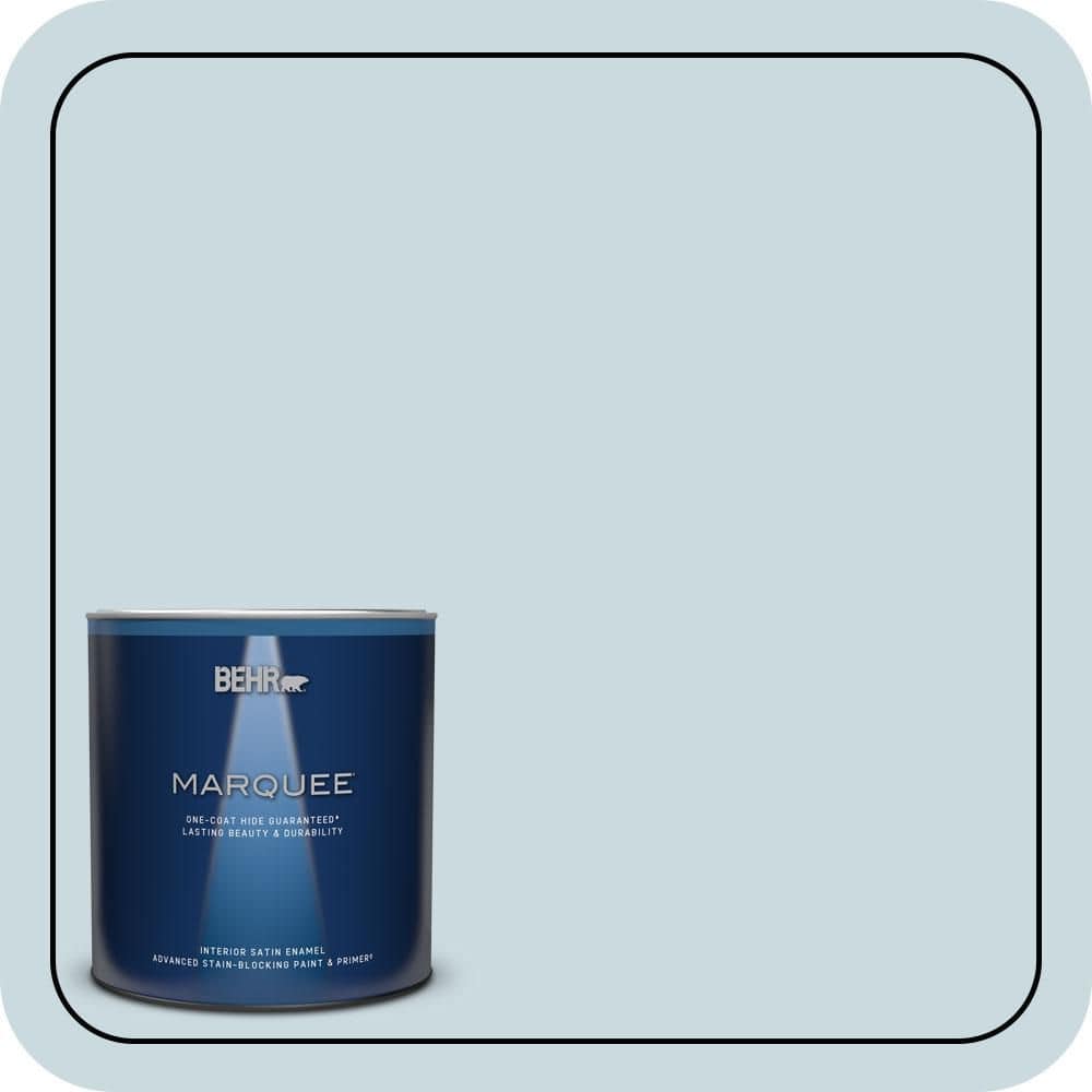 BEHR MARQUEE 1 qt. #MQ3-53 Sky Light View One-Coat Hide Satin Enamel Interior Paint & Primer