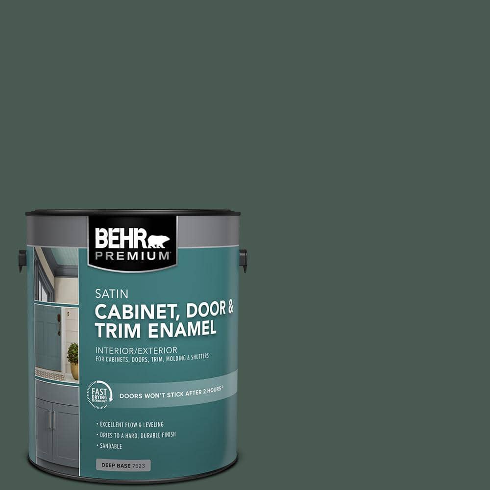 BEHR PREMIUM 1 gal. #S420-7 Secluded Woods Satin Enamel Interior/Exterior Cabinet, Door & Trim Paint (1)