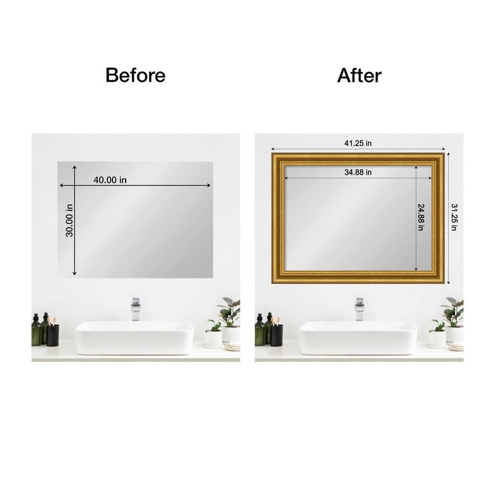 Amanti Art Mirror Makeover Parlor Gold 41.25 in. W x 31.25 in. H Bathroom Mirror Frame Border Kit-Fits a 40 x 30 mirror (2)