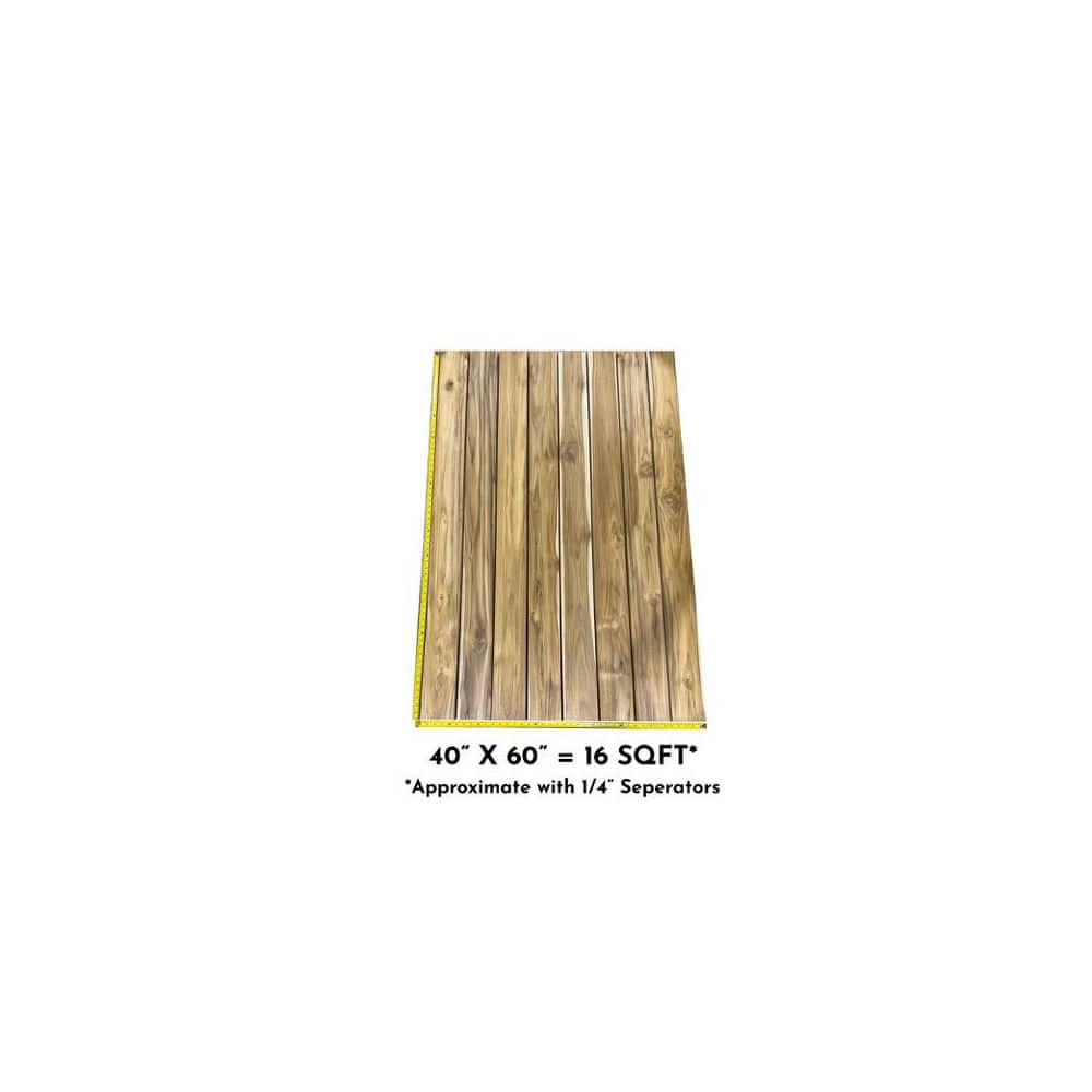 Sunrise Teak, 1 in. x 5 in. x 5 ft. Premium Natural, Costa Rica Teak Decking (8) Pack in R3 Profile; Approx 16 sq. ft. (2)