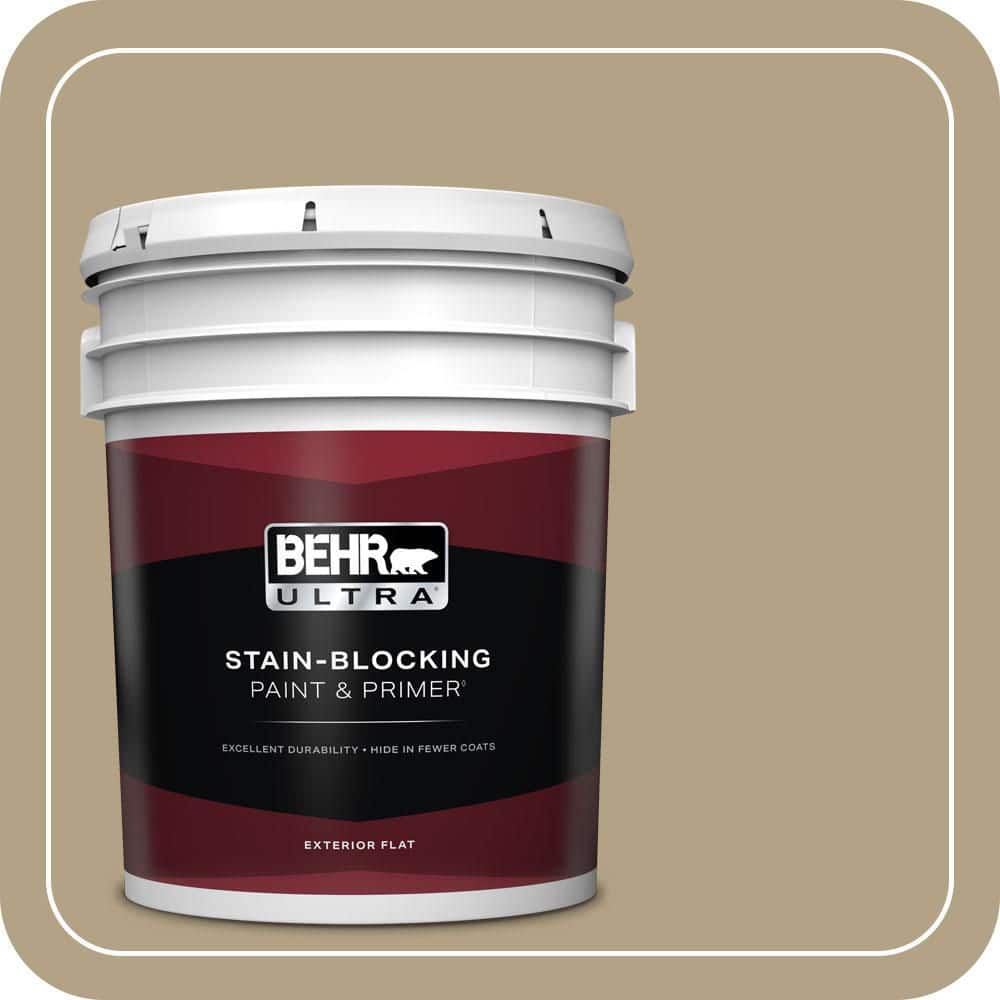 BEHR ULTRA 5 gal. #PPU8-07 Chamois Tan Flat Exterior Paint & Primer