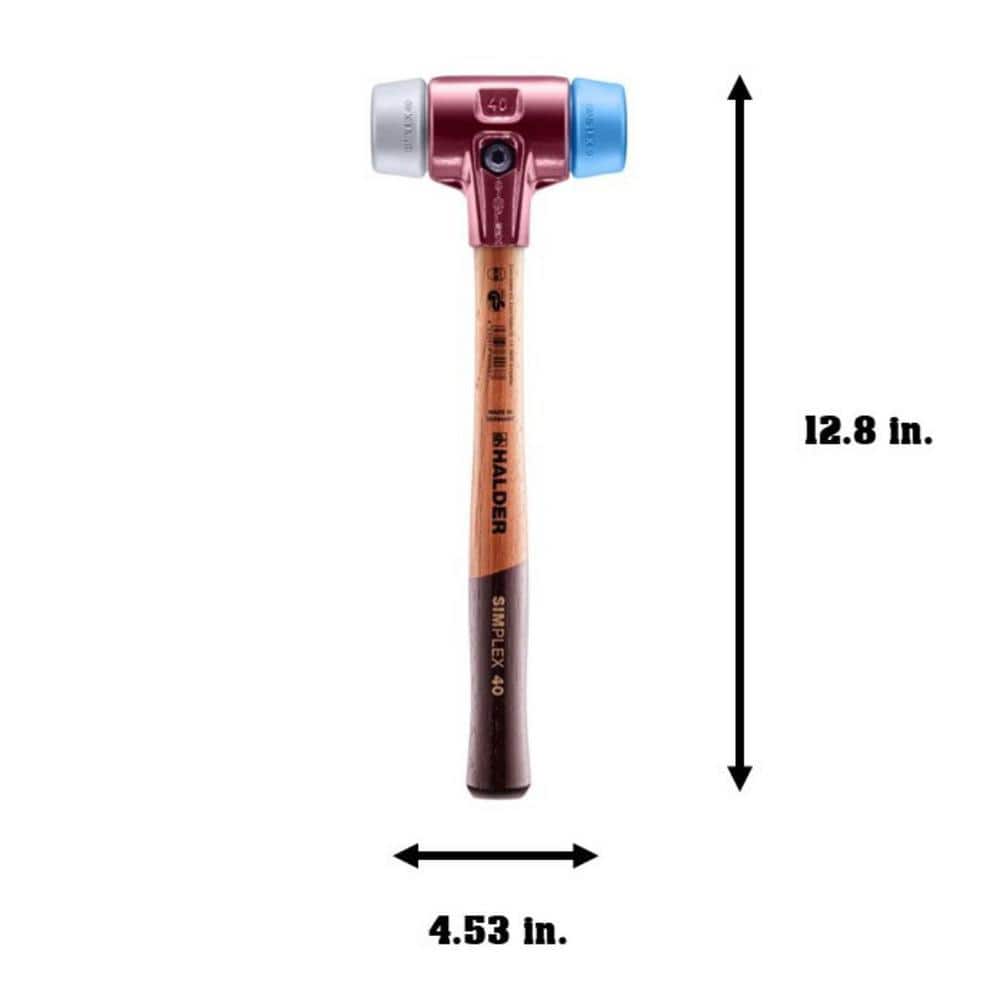 Halder Simplex 40 22 oz. Mallet with Soft Blue Rubber and Grey Rubber Inserts, Non-Marring (3)