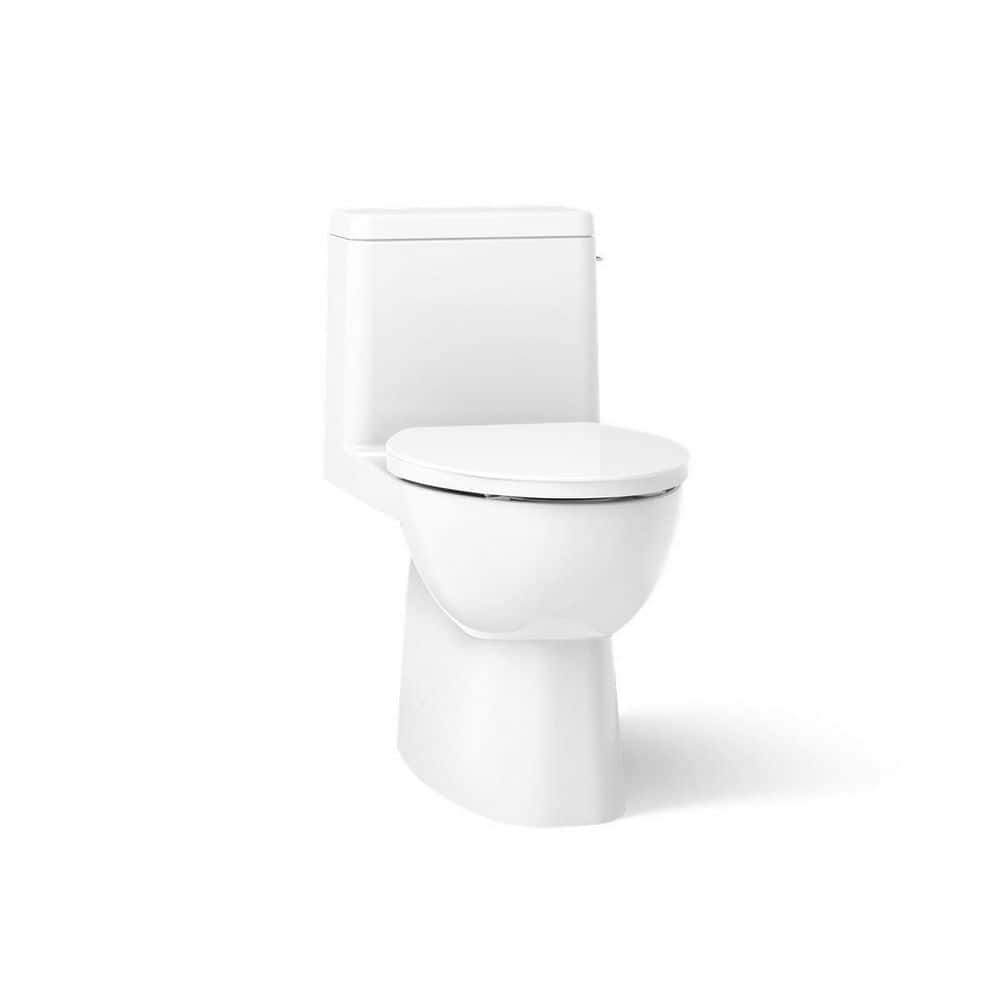 KOHLER Reach 12 inch 1-piece 1.28 GPF Single Flush Elongated Toilet in White Seat Included (1)