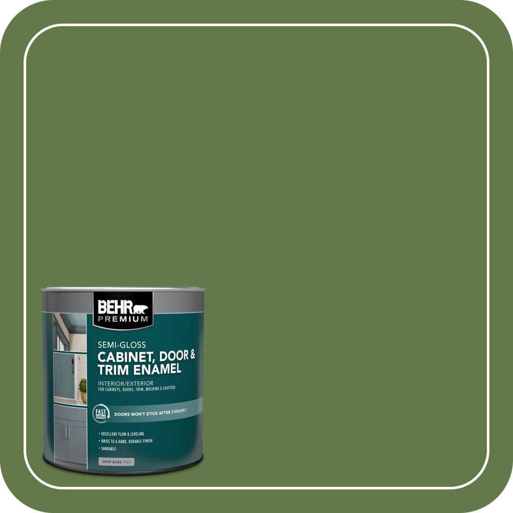 BEHR PREMIUM 1 qt. #M370-7 Mown Grass Semi-Gloss Enamel Interior/Exterior Cabinet, Door & Trim Paint