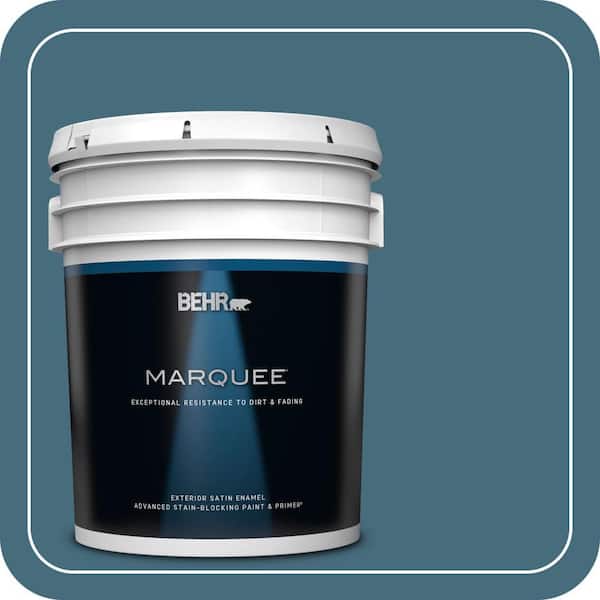 BEHR MARQUEE 5 gal. #S480-6 Poseidon Satin Enamel Exterior Paint & Primer (2)