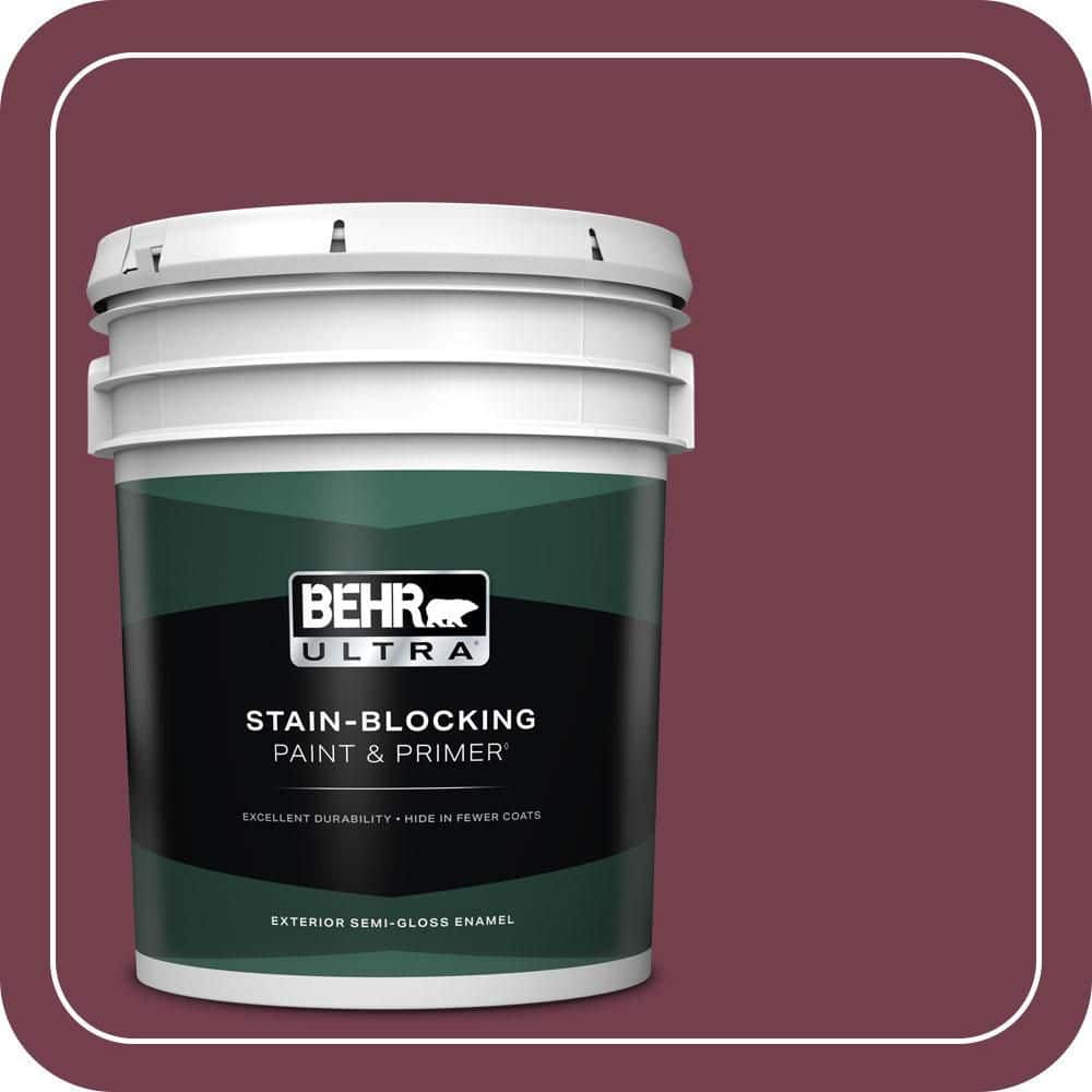 BEHR ULTRA 5 gal. #T11-4 Blood Rose Semi-Gloss Enamel Exterior Paint & Primer