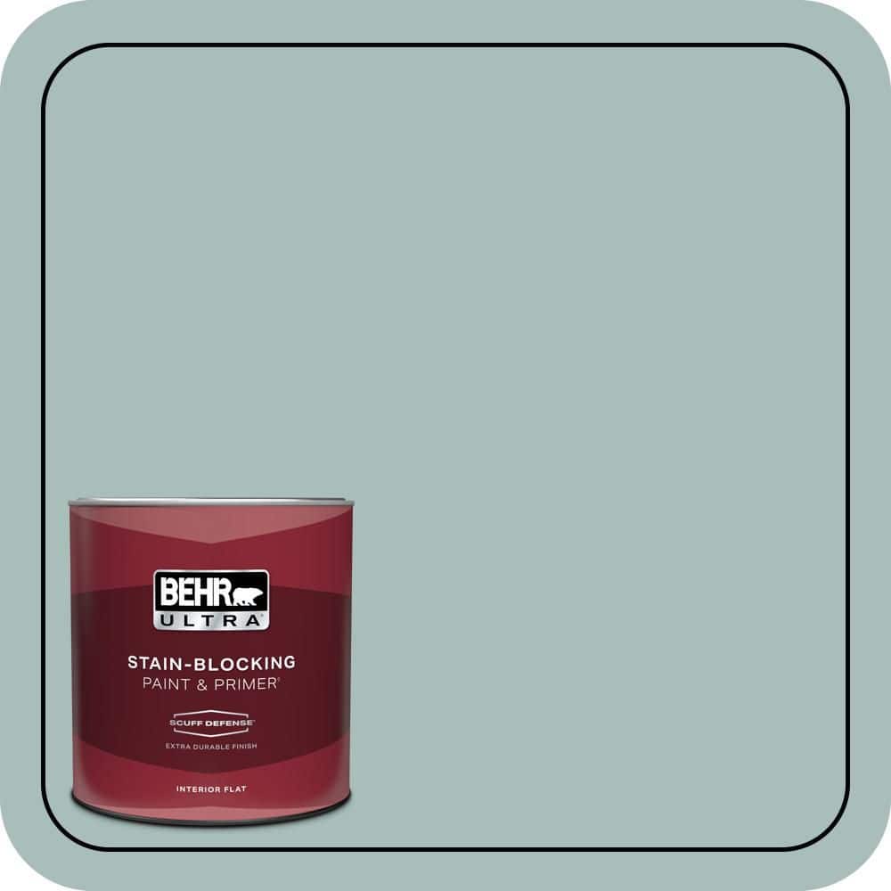 BEHR ULTRA 1 qt. #QE-43 Water Surface Extra Durable Flat Interior Paint & Primer