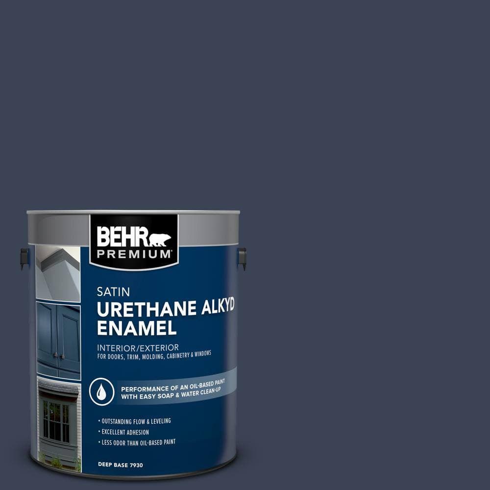 BEHR PREMIUM 1 gal. Home Decorators Collection #HDC-CL-26A Indigo Ink Urethane Alkyd Satin Enamel Interior/Exterior Paint (1)
