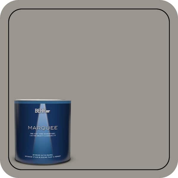 BEHR MARQUEE 1 qt. #N360-4 Battleship Gray One-Coat Hide Satin Enamel Interior Paint & Primer (2)