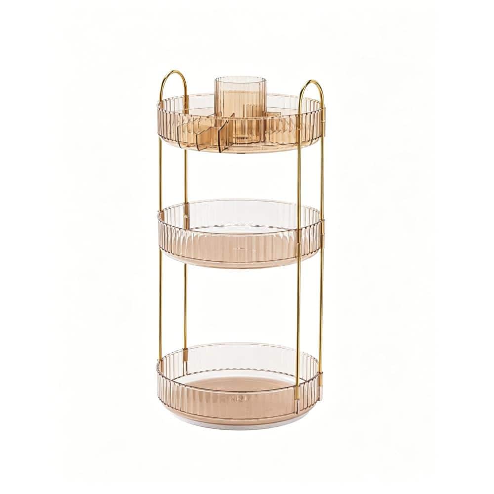 Whatseaso 9.5 in. W x 18.5 in H x 9.5 in. D Plastic in Gold Over The Toilet Storage 360 Rotating Makeup Organizer (1)