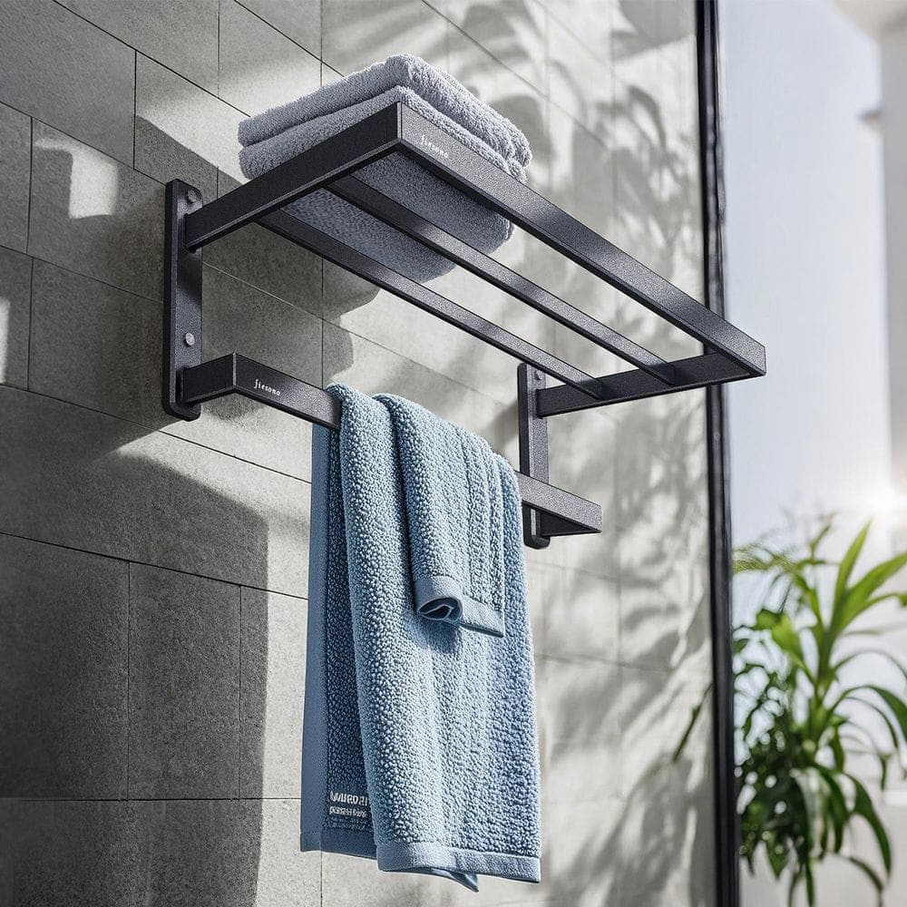 Unbranded Wall Mount Towel Rack in Black (1)