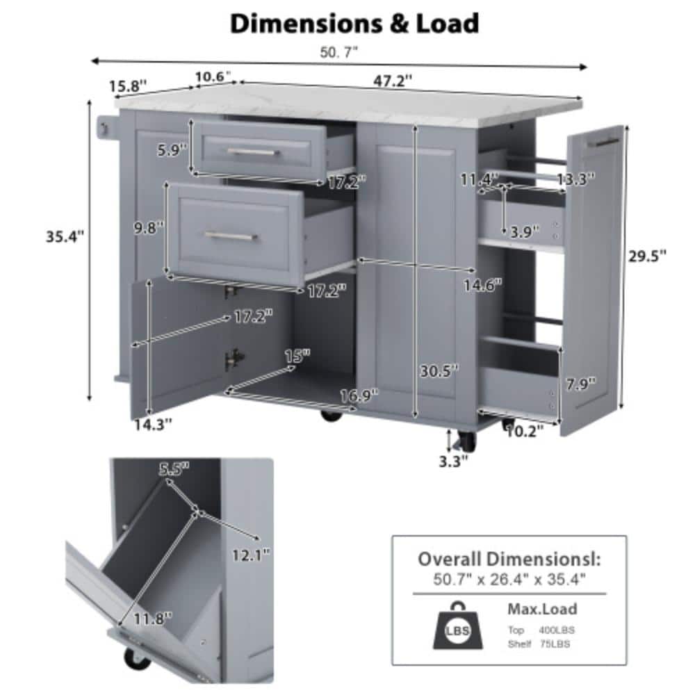 Unbranded 50.7 in. W x 26.4 in. D x 35.4 in. H Bathroom Gray Linen Cabinet (2)