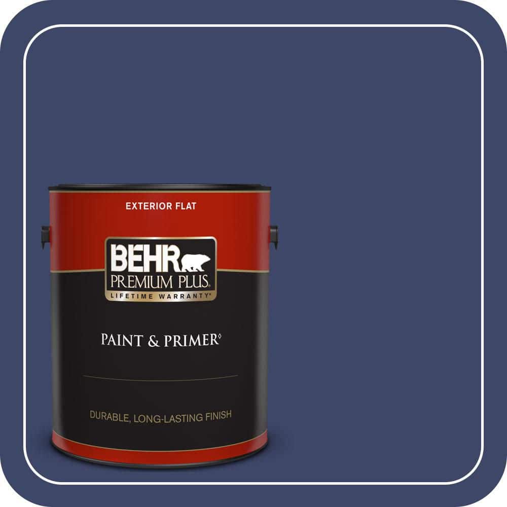 BEHR PREMIUM PLUS 1 gal. #S-H-620 Midnight Sky Flat Exterior Paint & Primer (1)