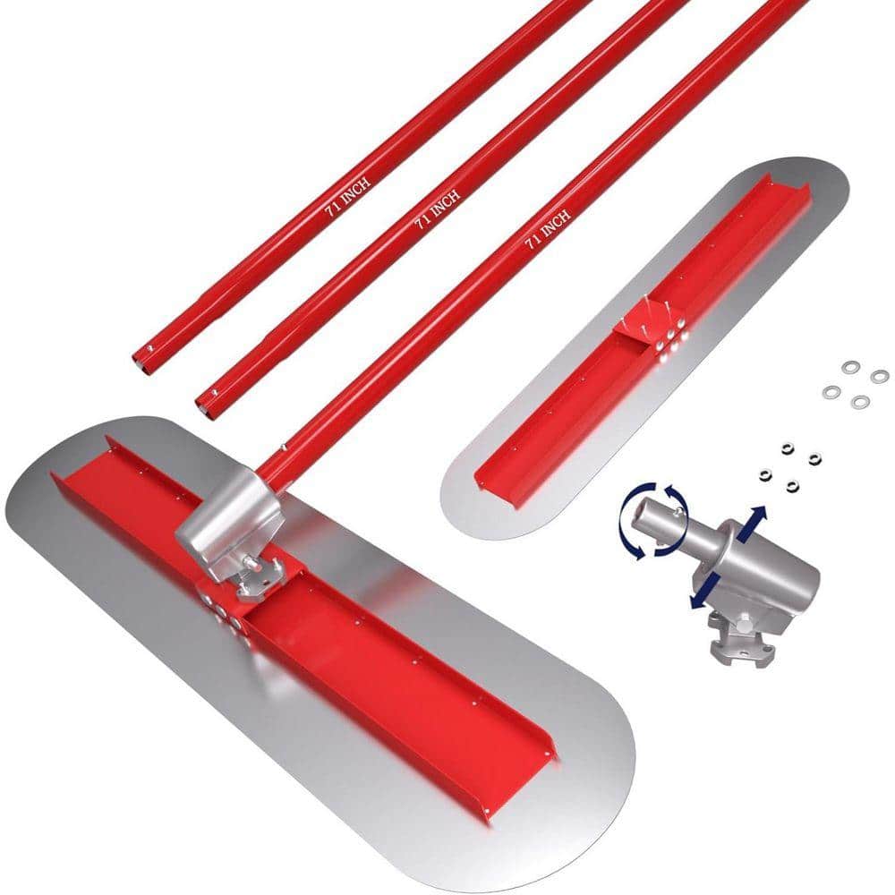 KIWDZFU 48 x 12 Concrete Bull Float Kit with 3 Handles and Tilt Bracket Stainless Steel Trowel Board
