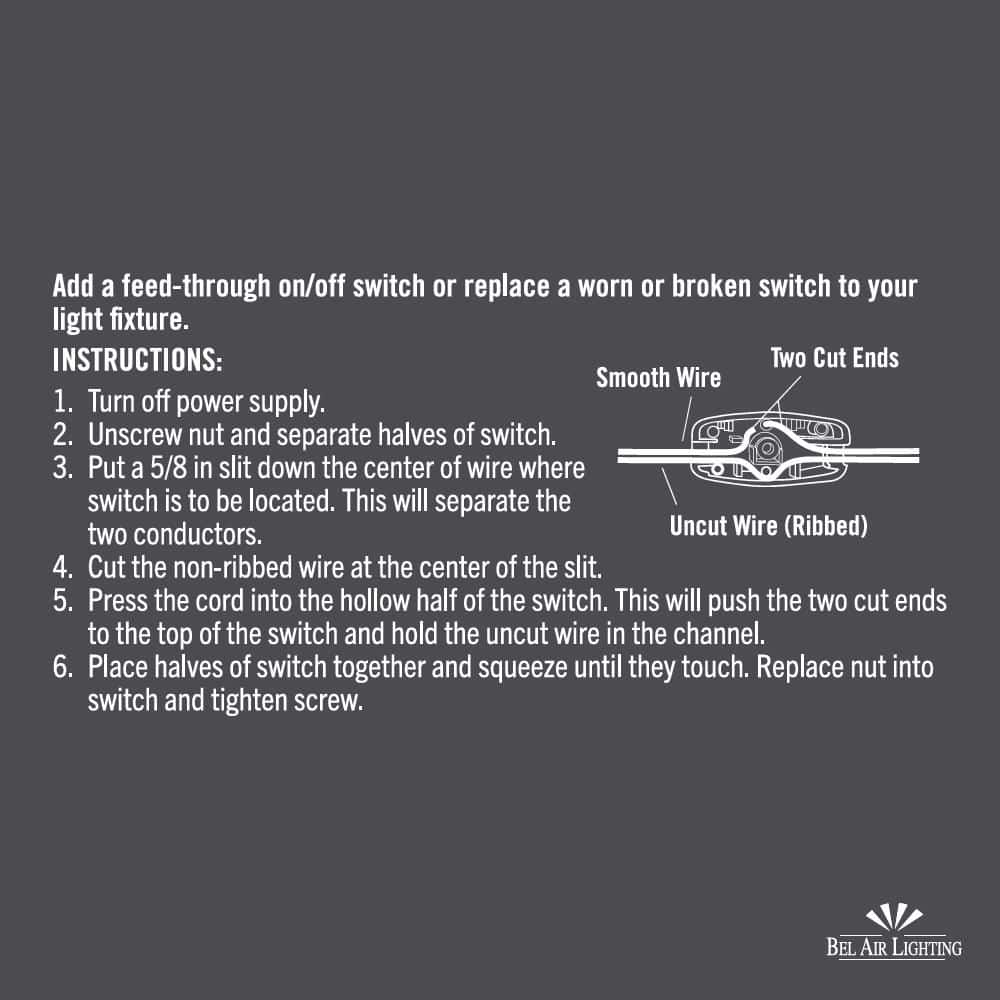 Bel Air Lighting White 3 Amp Feed-Through On/Off Lamp Switch Replacement (3)