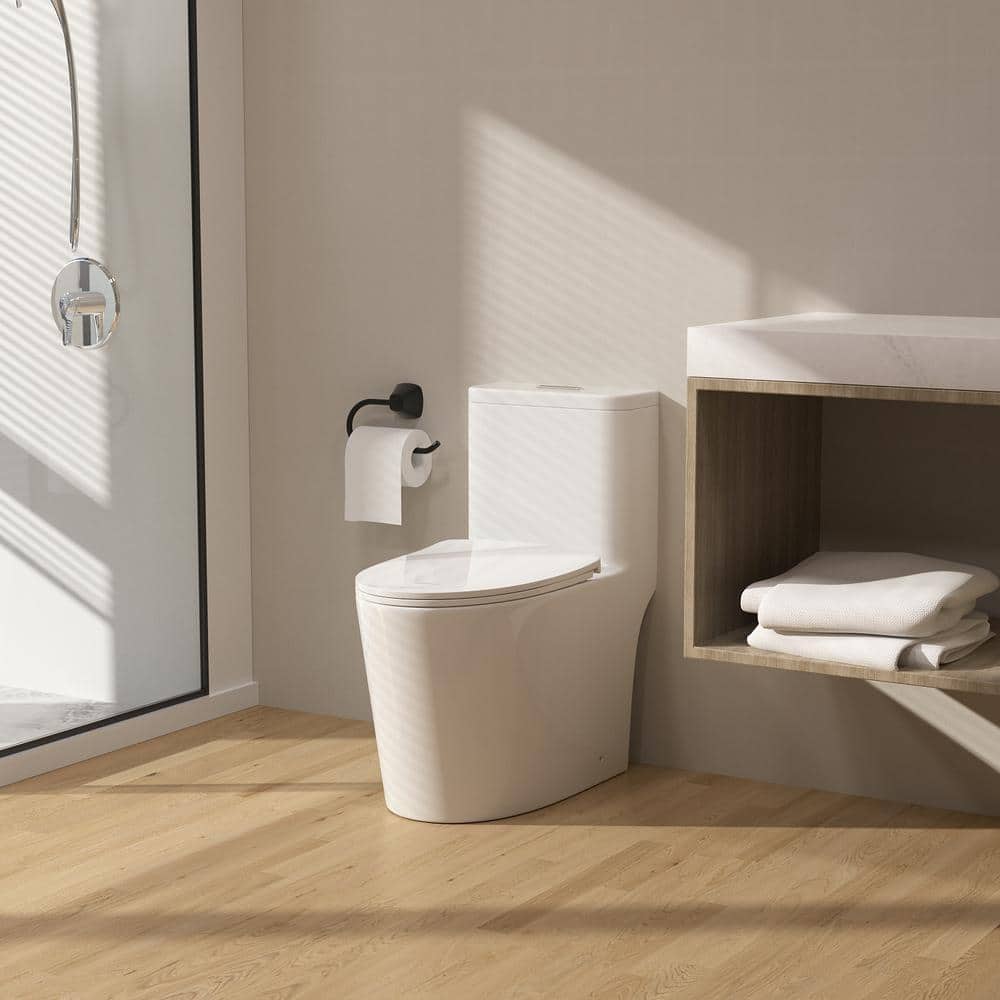 GIVING TREE 1-piece 1.0 GPF/1.28 GPF Dual Flush Elongated Toilet in White Slow-Close, Seat Included (2)