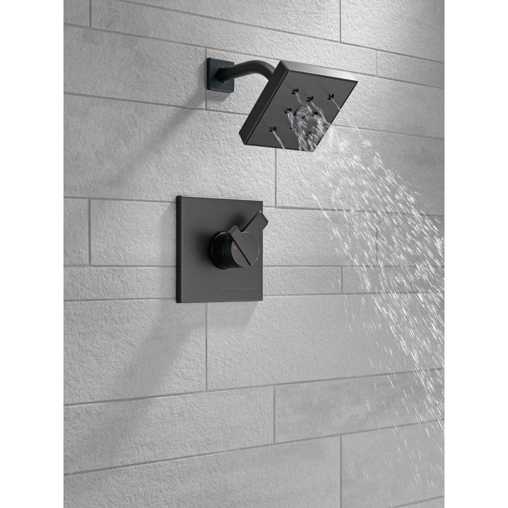 Delta Ara 1-Handle Wall Mount Shower Trim Kit with H2Okinetic in Matte Black (Valve Not Included) (2)