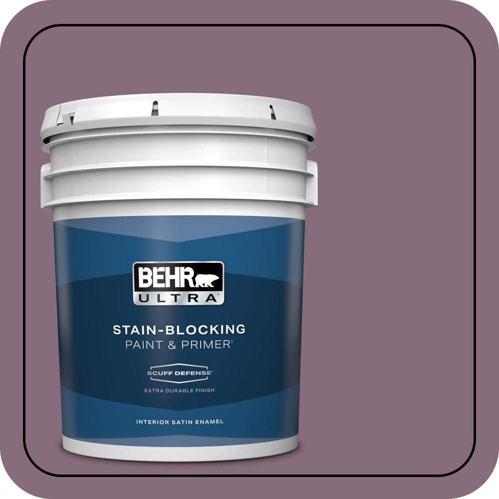 BEHR ULTRA 5 gal. #S110-6 Plum Royale Extra Durable Satin Enamel Interior Paint & Primer