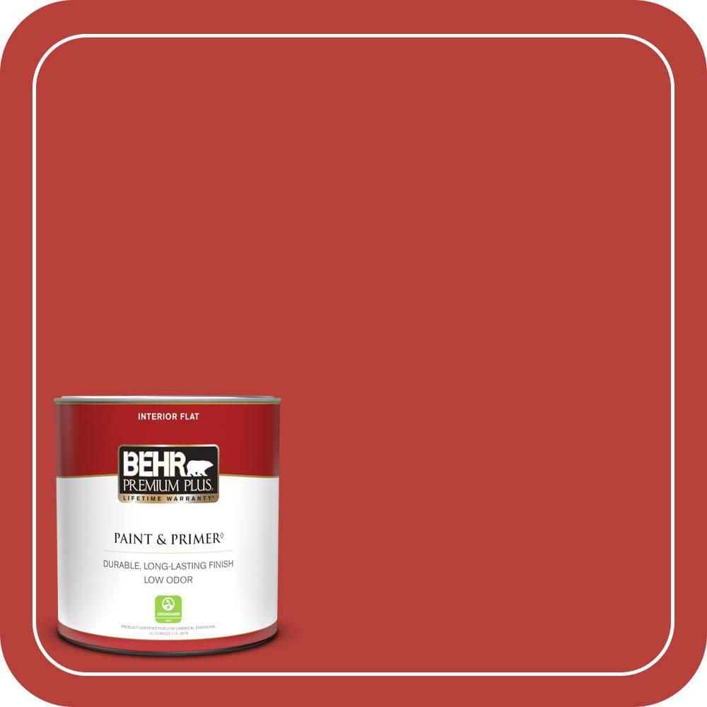 BEHR PREMIUM PLUS 1 qt. #PMD-85 Crimson Silk Flat Low Odor Interior Paint & Primer