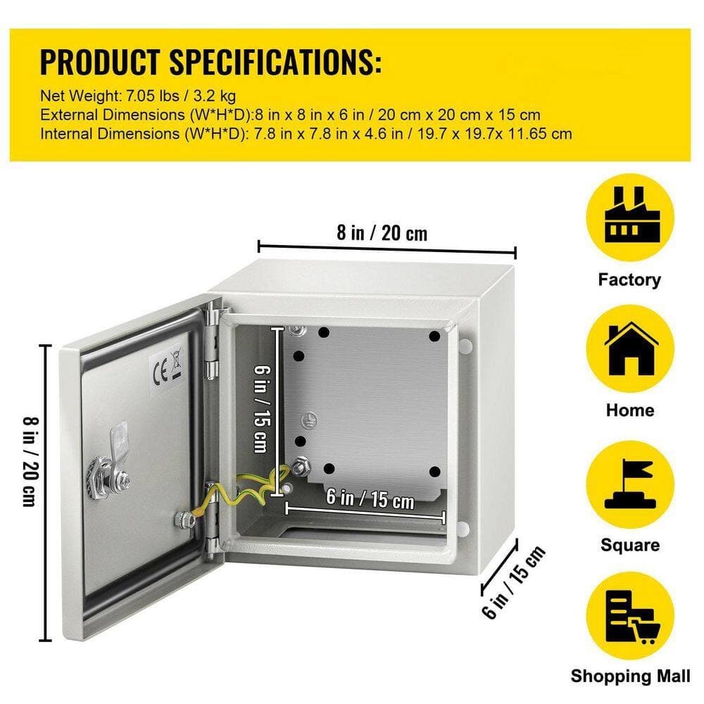 GIVIMO NEMA 4X Enclosure 12 x 12 x 8 Steel Gray 0-Gang IP66 1-Pack SPT (3)