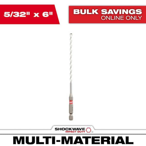 Milwaukee 5/32 in. x 4 in. x 6 in. SHOCKWAVE Carbide Multi-Material Drill Bit