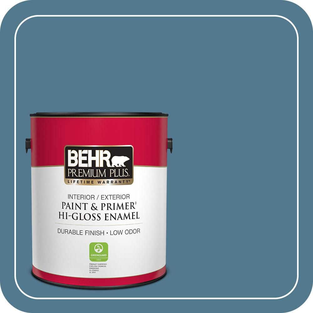 BEHR PREMIUM PLUS 1 gal. #PPU14-03 Cayman Bay Hi-Gloss Enamel Interior/Exterior Paint & Primer
