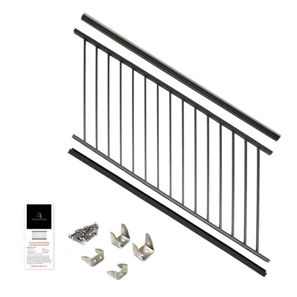 Aria Railing 36 in. x 69.43 in. Black Powder Coated Aluminum Preassembled Deck Stair Railing