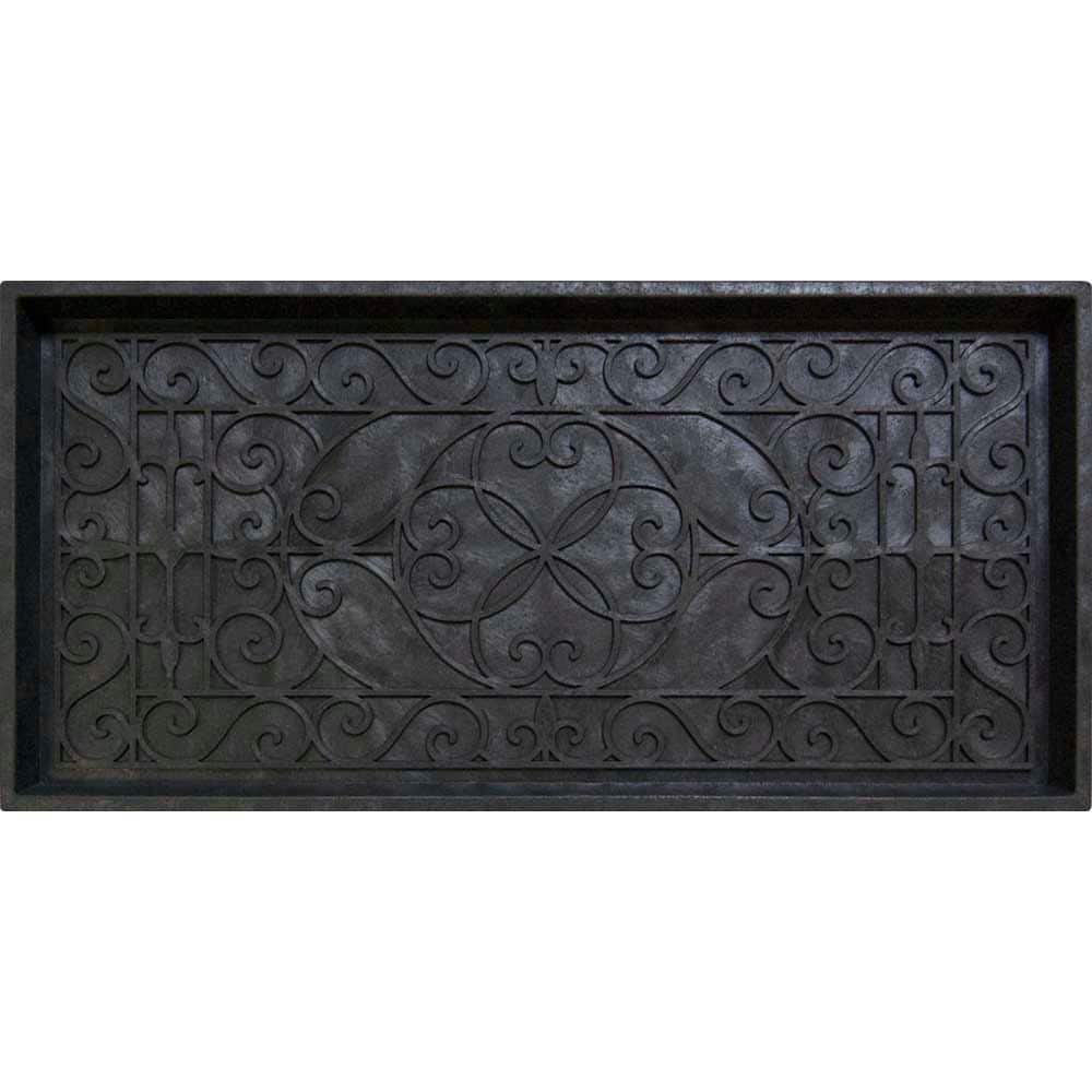 TrafficMaster Manor Black 17 in. x 35 in. Rubber Boot Tray (2)