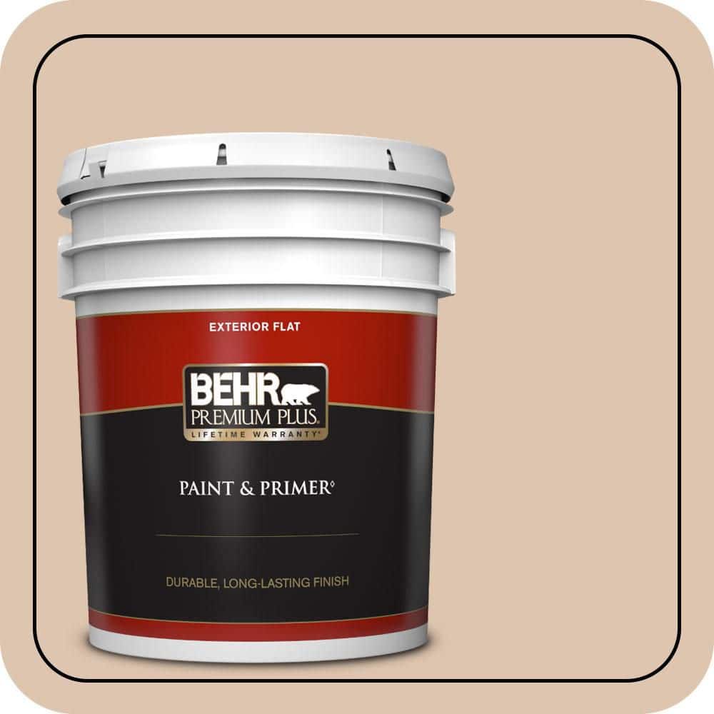 BEHR PREMIUM PLUS 5 gal. #N250-2A Bali Sand Flat Exterior Paint & Primer