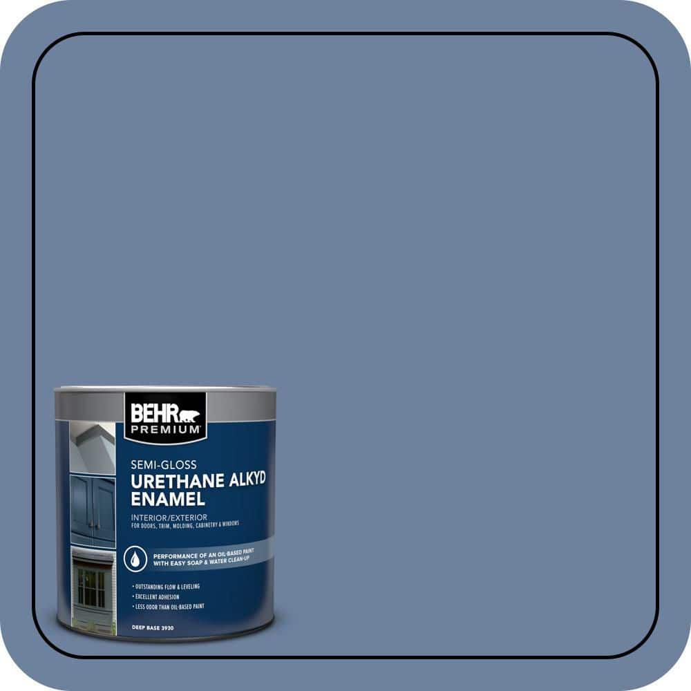 BEHR PREMIUM 1 qt. #S530-5 Brisk Blue Semi-Gloss Enamel Urethane Alkyd Interior/Exterior Paint (1)