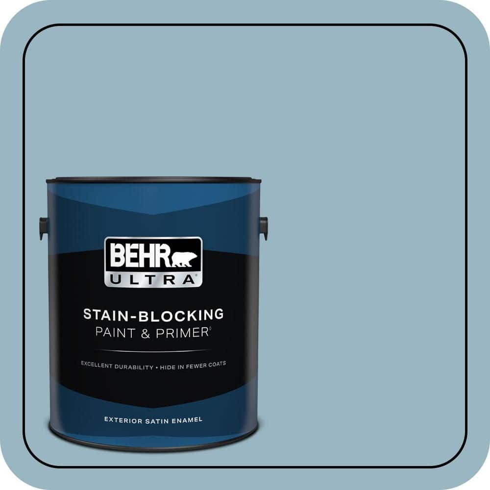 BEHR ULTRA 1 gal. #S470-3 Peaceful Blue Satin Enamel Exterior Paint & Primer