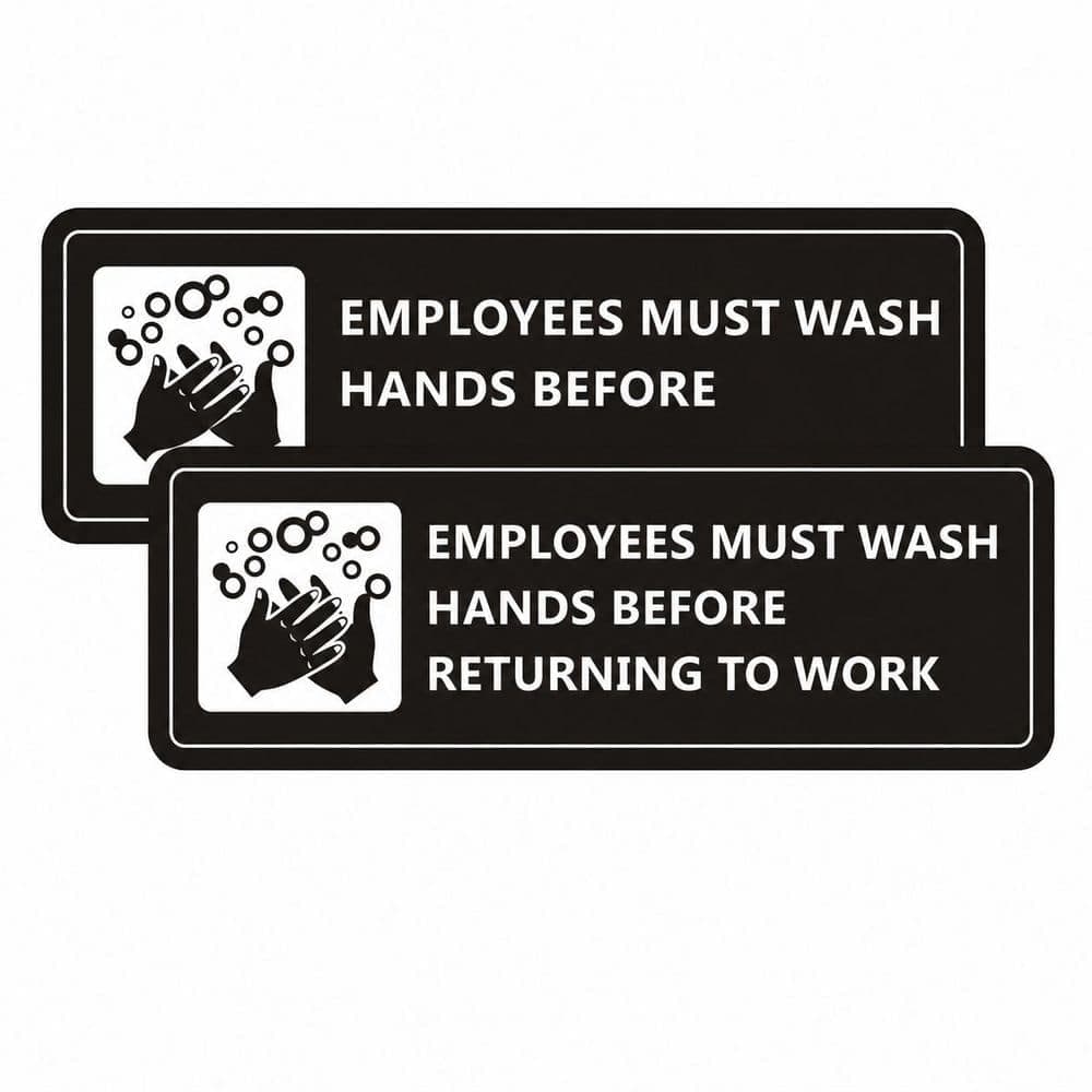 LAIFUCAM 2 Pack Self-adhesive Aluminum Employees Must Wash Hands Before Returning to Work Sign for Restroom Restaurant (1)