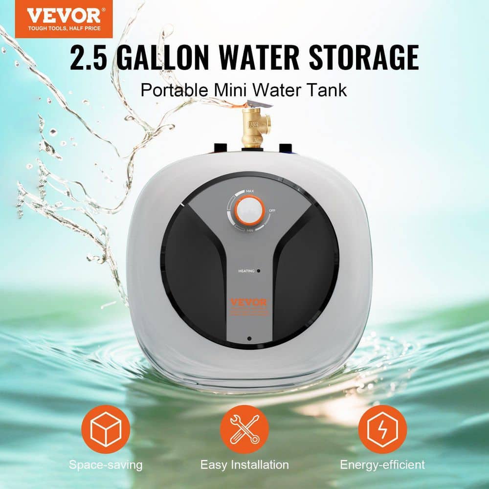 Tahanbath 3 Gal. Compact Element Electric Water Heater Warranty Safety Valve, Easy Install (Multi-Mount) (3)