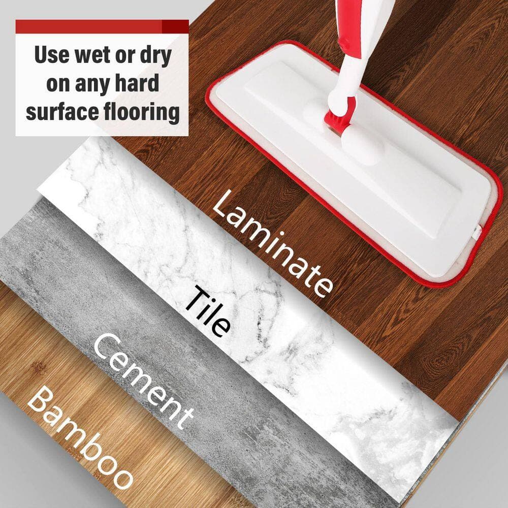 NVNOO 15.9 in. Floor Cleaning Wet Spray Mop with Bottle and 2 Microfiber Pads Home for Floor, Red (1-Pack) (3)