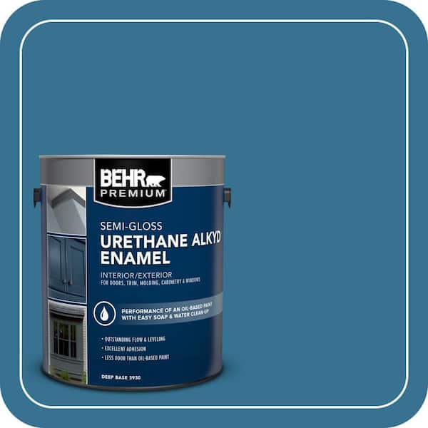 BEHR PREMIUM 1 gal. #T18-14 Soul Search Urethane Alkyd Semi-Gloss Enamel Interior/Exterior Paint (2)