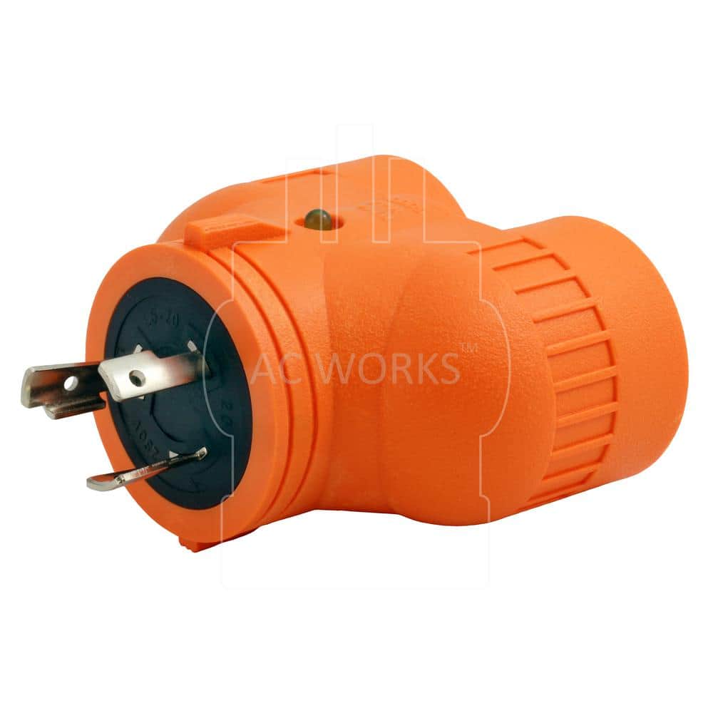 AC WORKS Industrial V-Duo Outlet Adapter L6-20P 20 Amp 250-Volt 3-Prong Locking Plug to (2) L6-20R 20 Amp Connectors (3)