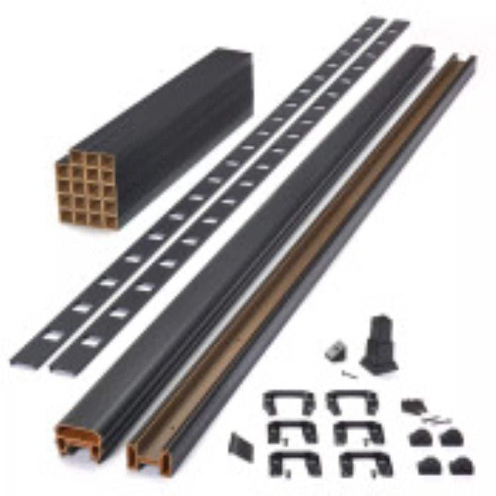 Trex Transcend 8 ft. x 36 in. Charcoal Black Composite Horizontal Deck Rail Kit with Matching square composite balusters