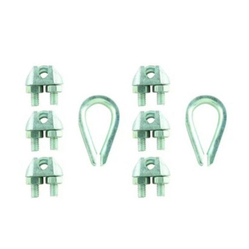Everbilt 1/16 in. Zinc-Plated Wire Rope U-Bolt Clamp Set (2)