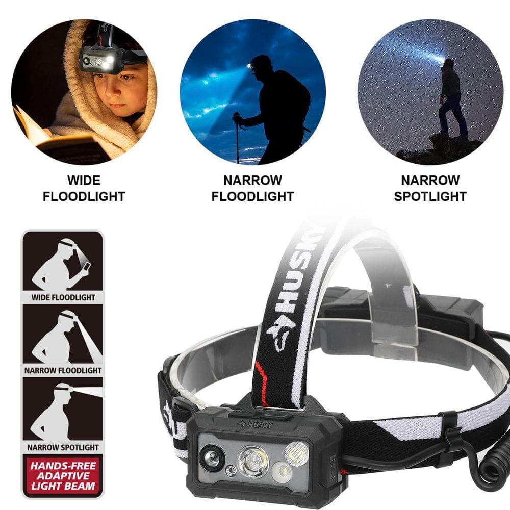 Husky 2200 Lumens Dual Power LED Rechargeable Autofocusing Headlamp (4)