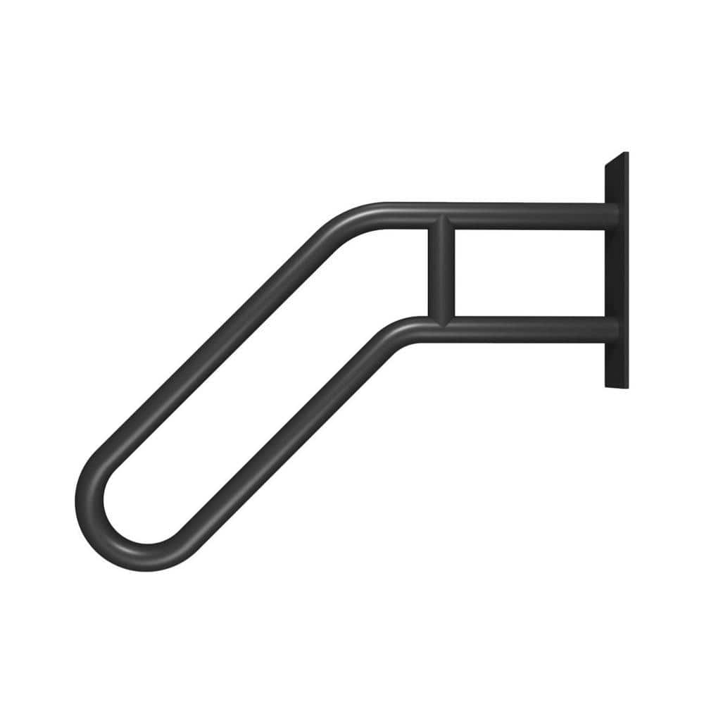 Angel Sar 1.92 ft. Black Metal Heavy-Duty Hand Rails, Non-Slip, 1-2 Step Wall-Mounted Grab Bars for Outdoor Steps (3)