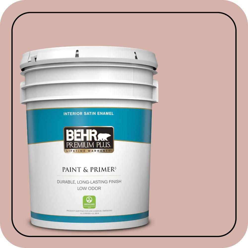 BEHR PREMIUM PLUS 5 gal. #S170-3 Castilian Pink Satin Enamel Low Odor Interior Paint & Primer