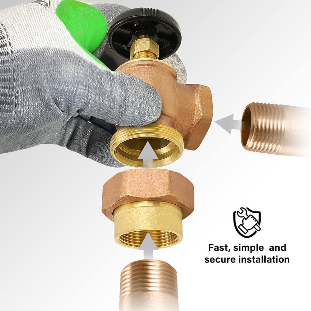 PLUMBFLEX Brass Steam Radiator Convector Valve Female Union FIP Connection, with Molded Thermal Plastic Handle (4)