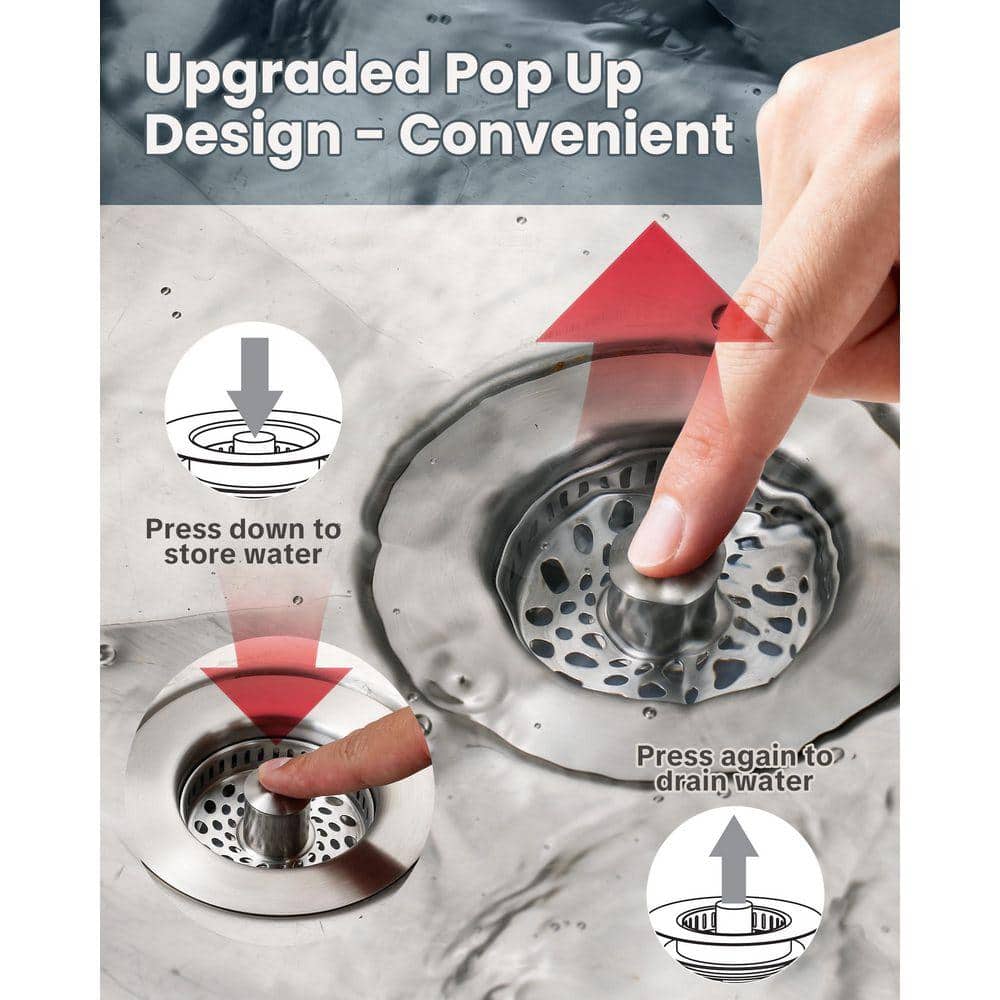 ARCORA 4.5 in. Stainless Steel Strainer Basket Universal Replacement for Kitchen Sink Drains in Brushed Nickel (3)