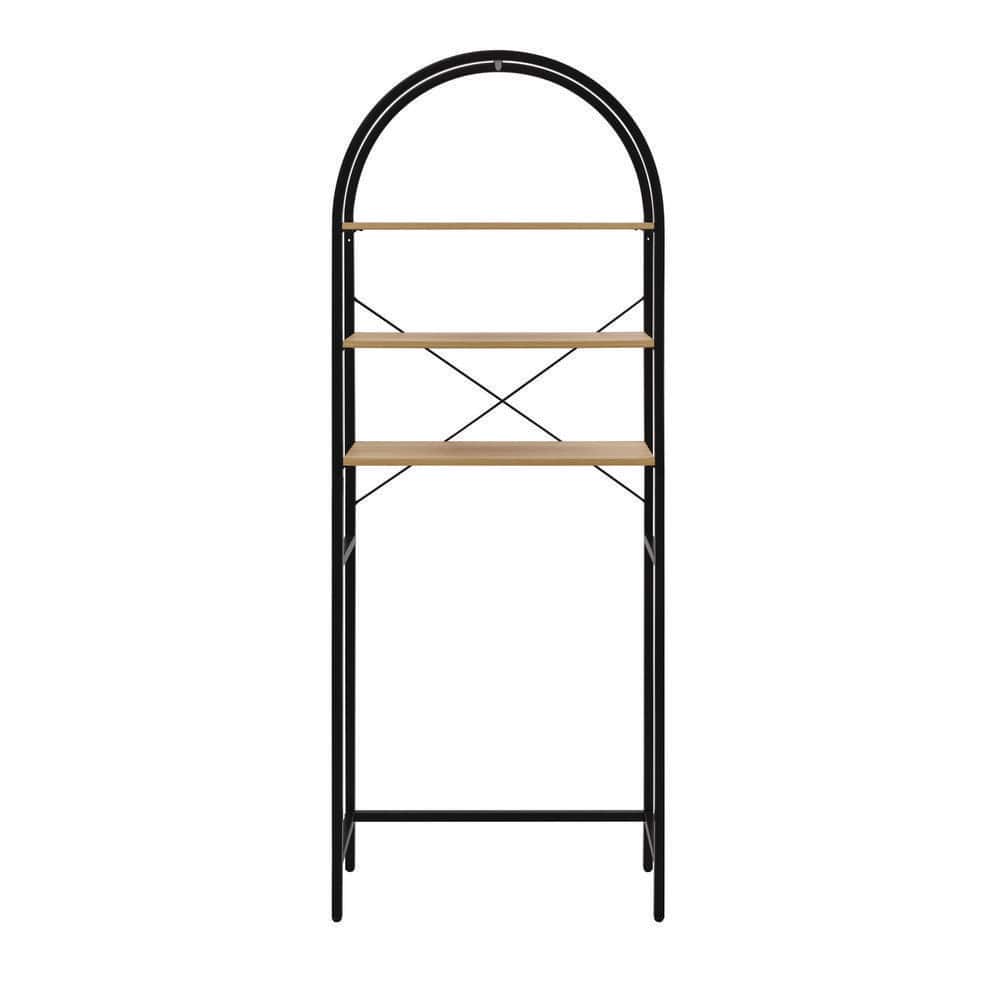 Glacier Bay 26 in. W x 68.2 in. H x 11 in. D Mixed Material Arched Natural Oak Over The Toilet Storage with Adjustable Shelves (2)
