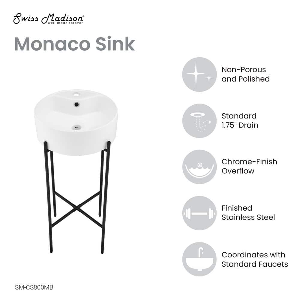 Swiss Madison Monaco Ceramic Console Sink Basin and Leg Combo (2)
