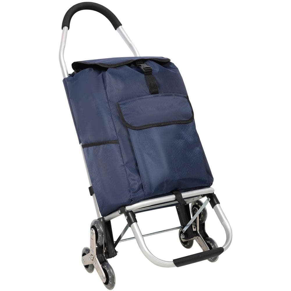Tidoin Blue Aluminium Foldable Removable Cart with Stainless Steel Triangular Wheels and Oxford Waterproof Bag (1)