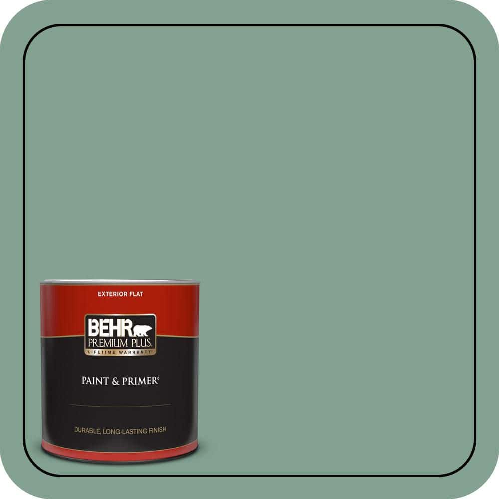 BEHR PREMIUM PLUS 1 qt. #MQ6-11 Mossy Bench Flat Exterior Paint & Primer